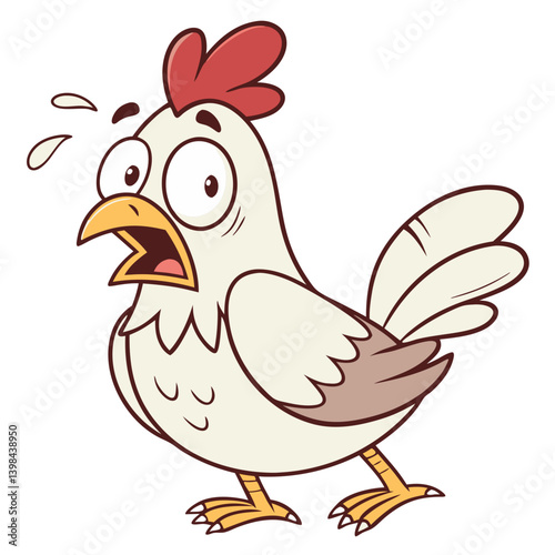 Cartoon Funny Surprised Chicken Vector for Comedy Illustrations and Children's Books