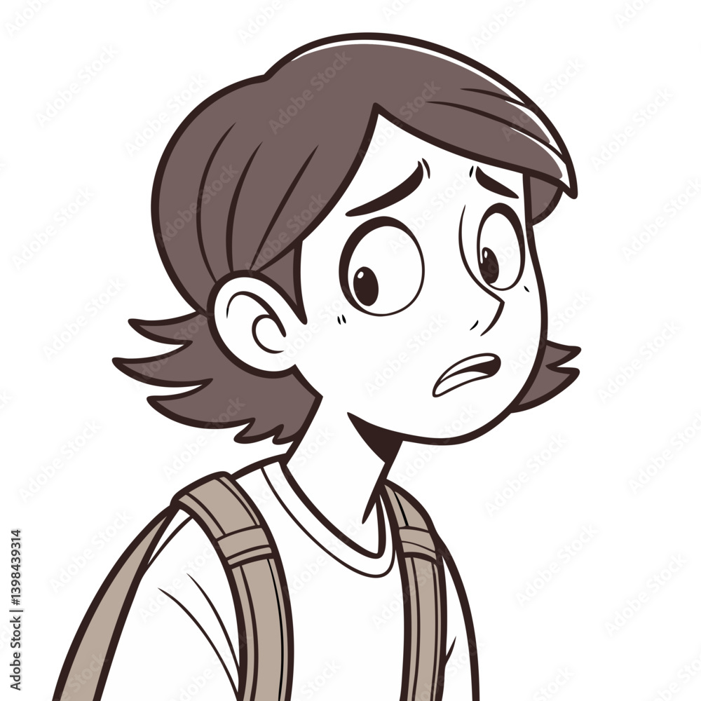 Fototapeta premium Concerned Cartoon Character Vector Illustration for Children’s Book and Animation