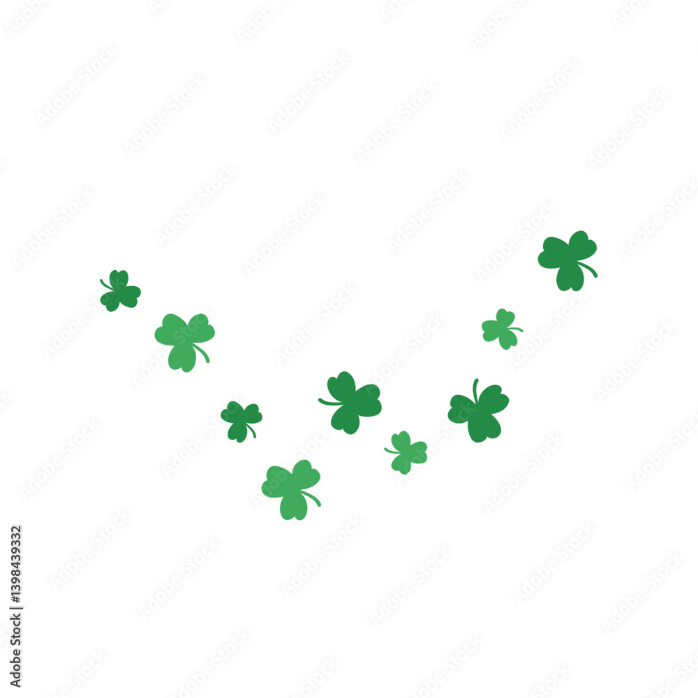 St. Patrick's Day with green clover leaves falling. Vector illustration St. Patrick's Day with green clover leaves falling. Vector illustration