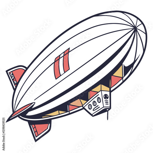 Vintage Airship Illustration Vector Art for Design and Prints