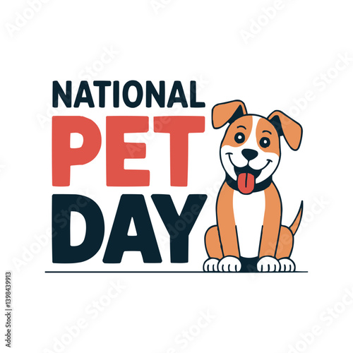 National Pet Day Vector Illustration with Cute Animals and Paw Elements