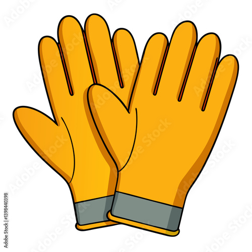 Yellow Protective Work Gloves Vector Illustration for Industrial Safety and Tool Use