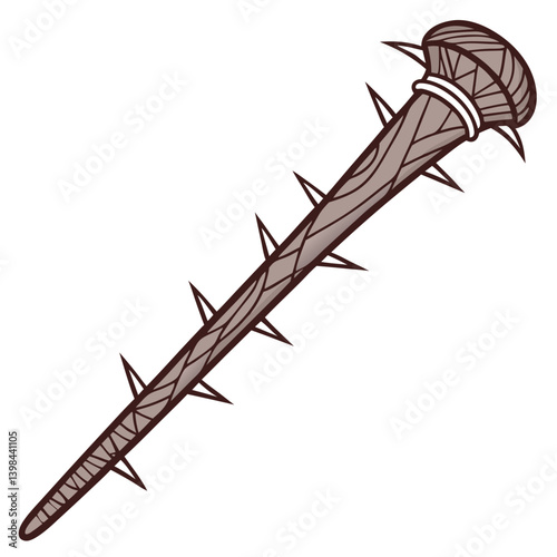 Spiked Wooden Club Vector Illustration for Medieval or Fantasy Design