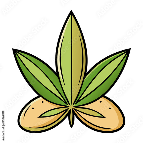 Cannabis Leaf with Hemp Seeds Vector for Healthy Living and Natural Products