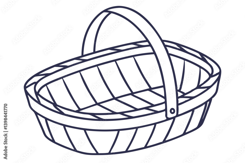 Fototapeta premium Hand Drawn Outline of Rustic Woven Basket for Design and Craft Projects