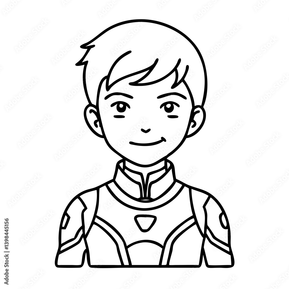 Vector Illustration Futuristic Boy in Sci-Fi Costume for Youth Art Projects Vector Illustration Futuristic Boy in Sci-Fi Costume for Youth Art Projects