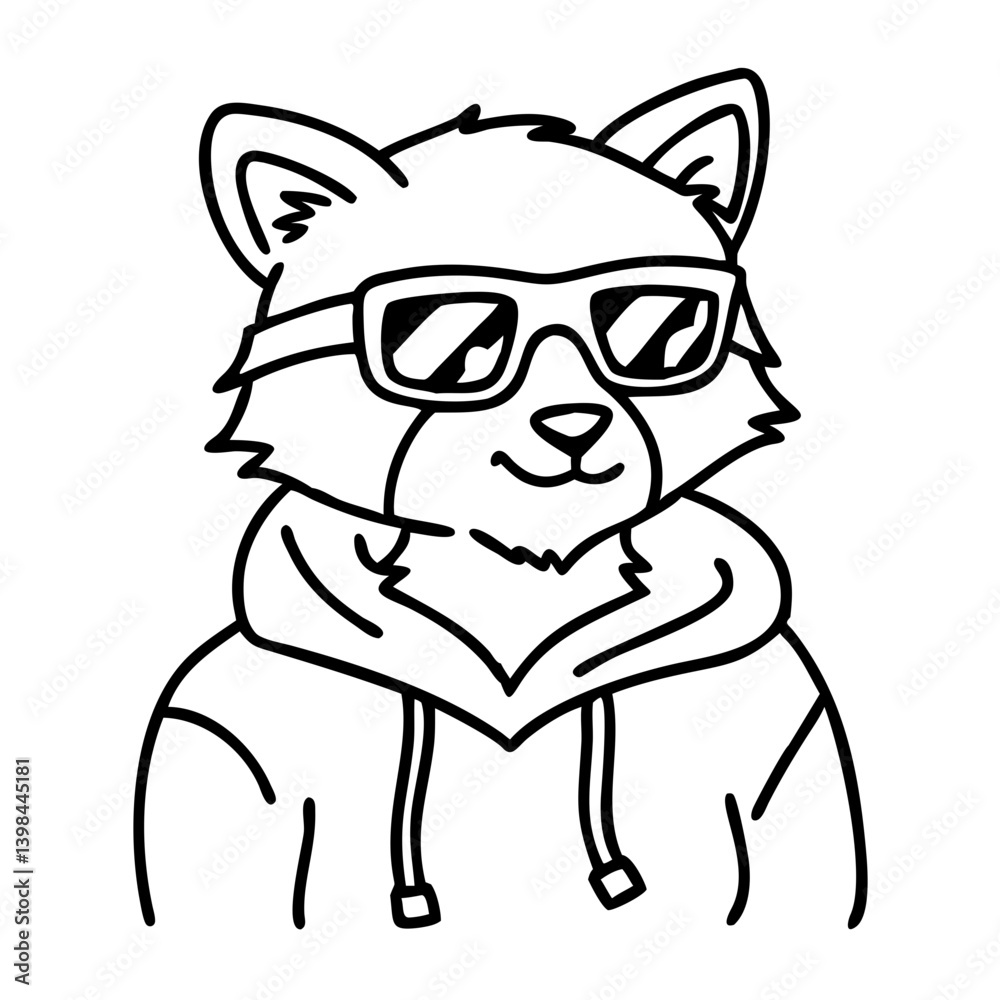 Cool Cartoon Raccoon Wearing Sunglasses and Hoodie Vector Illustration Cool Cartoon Raccoon Wearing Sunglasses and Hoodie Vector Illustration