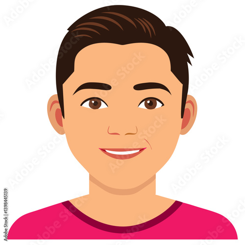 Smiling Young Boy Cartoon Avatar Illustration for Web Profile Use