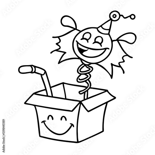 Playful Jack in the Box Cartoon Vector Surprise Toy Illustration