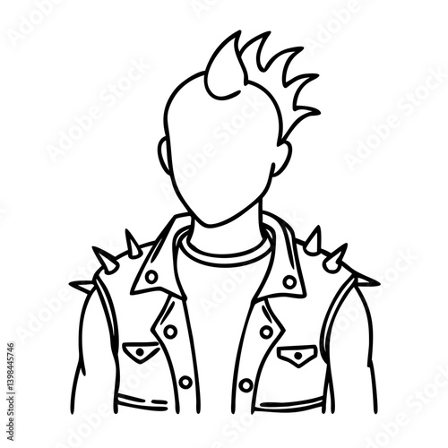 Punk Rocker Profile Vector Line Art for Tattoos and Graphic Design