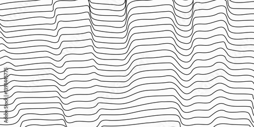 Geometric line art background. Simple black and white motion line art backdrop design. Dynamic abstract background with lines