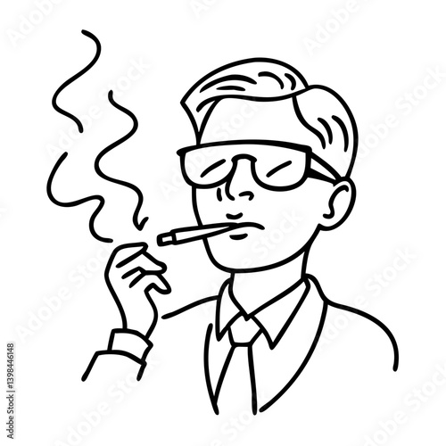 Cartoon Businessman Smoking Vector Illustration for Retro Style Design Projects