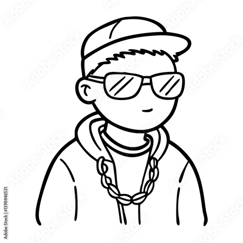 Cool Hip Hop Boy Wearing Sunglasses and Chain Vector Illustration