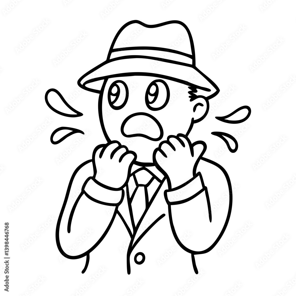 Cartoon Anxious Businessman Line Art Vector for Stress Concepts Cartoon Anxious Businessman Line Art Vector for Stress Concepts