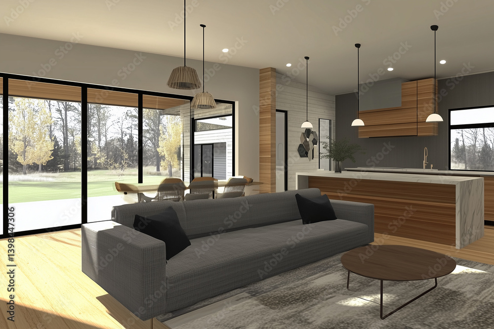 Spacious Modern Living Area with Large Windows