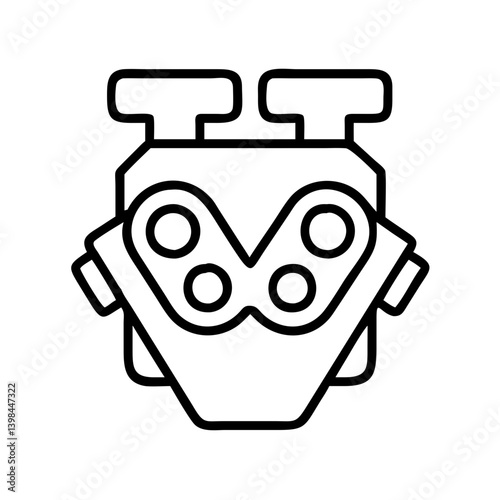 Automotive v engine illustration vector drawing for car engine design and repair services icon