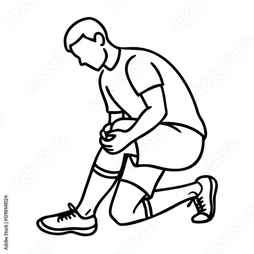 Athlete Kneeling with Knee Injury Vector Sports Illustration for Health Posters