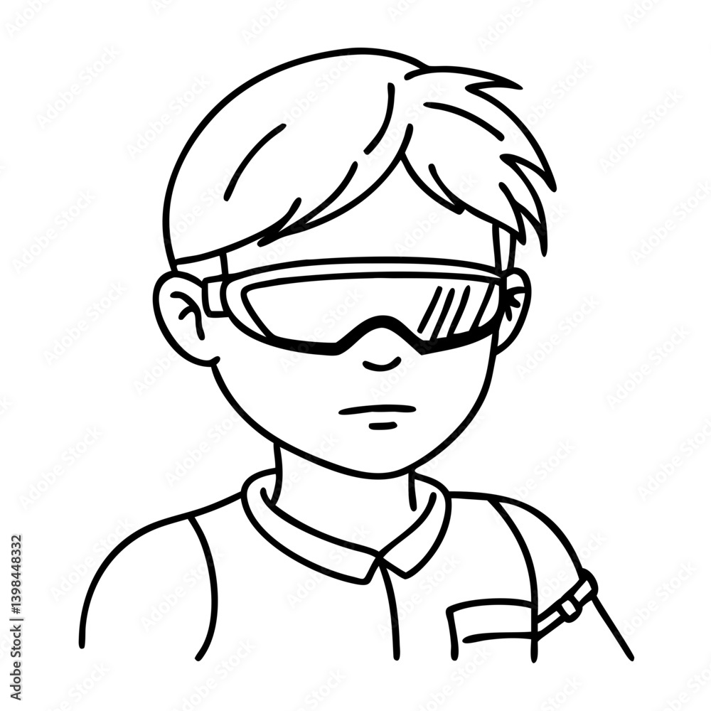Cool Vector Illustration of Kid Wearing Futuristic Sunglasses for Sci-Fi Comic Art Cool Vector Illustration of Kid Wearing Futuristic Sunglasses for Sci-Fi Comic Art