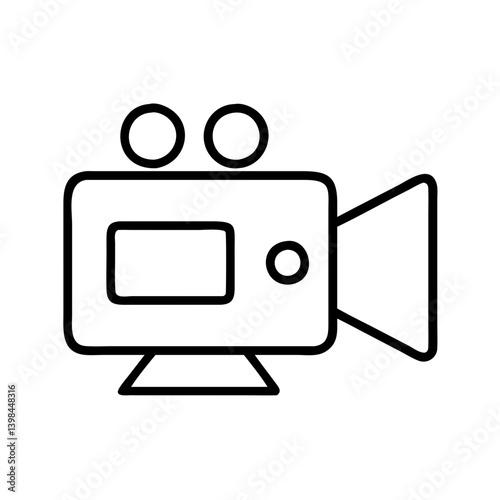 Vintage movie camera icon vector illustration for filmmaking and video production content creation