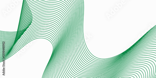 Green lins wave background. Simple black and white motion line art backdrop design. Dynamic abstract background with lines