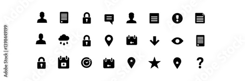 Web & App Interface Silhouette icons set