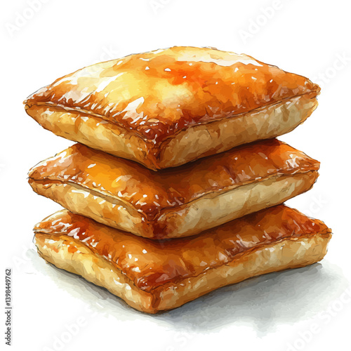 Pirozhki, watercolor illustration, isolated on a white background.

