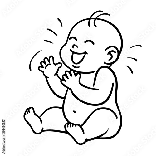 Adorable Baby Laughing Line Art Illustration for Kids Projects and Nursery Decor