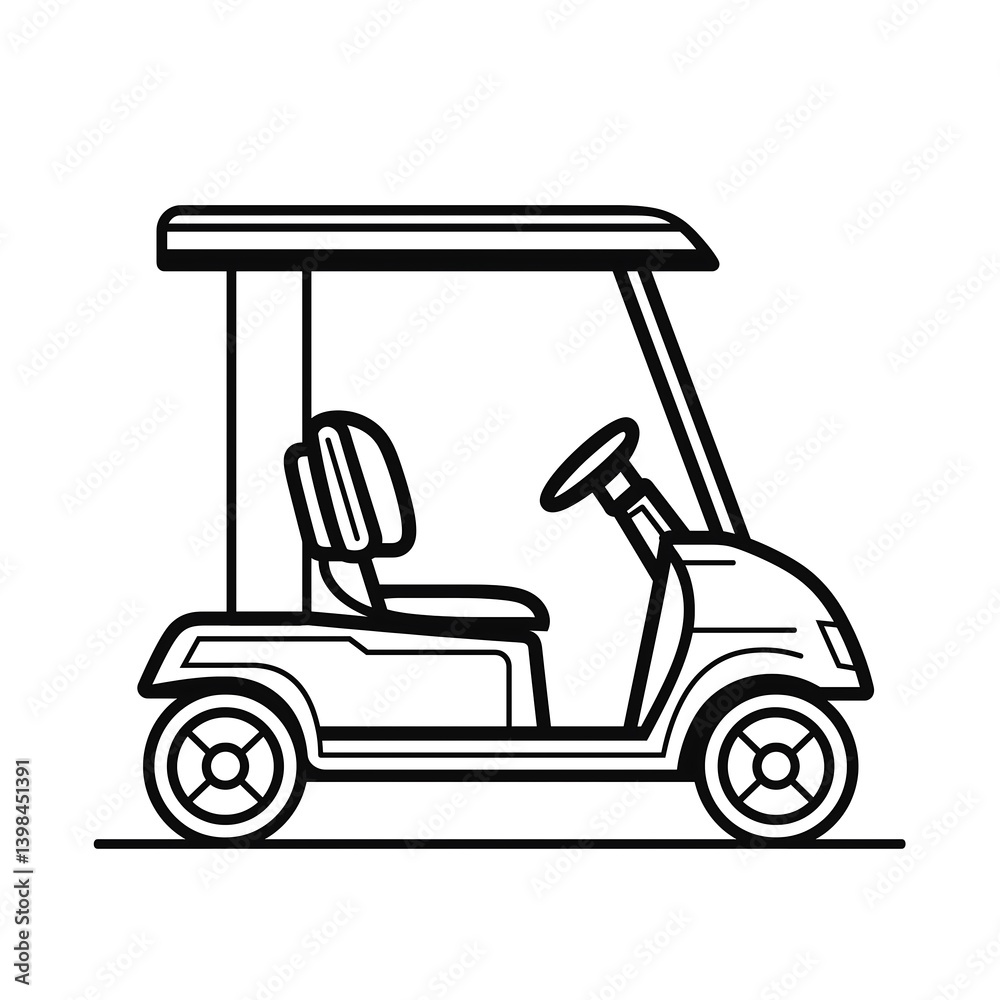 Golf Cart Line Art: Leisurely Electric Vehicle for Sports & Recreation in Woodlands Golf Cart Line Art: Leisurely Electric Vehicle for Sports & Recreation in Woodlands