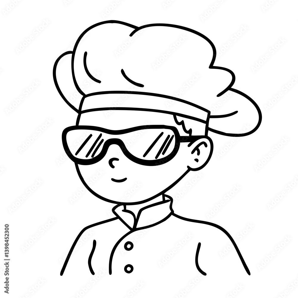 Fototapeta premium Cartoon Chef with Sunglasses Vector Art for Coloring and Design Projects