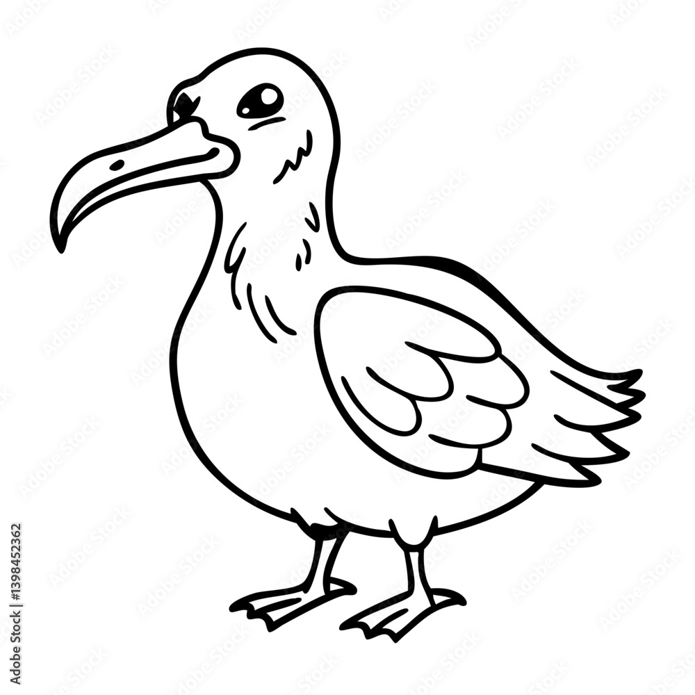 Obraz premium Hand Drawn Seagull Outline Vector Illustration for Tattoos and Coloring Books