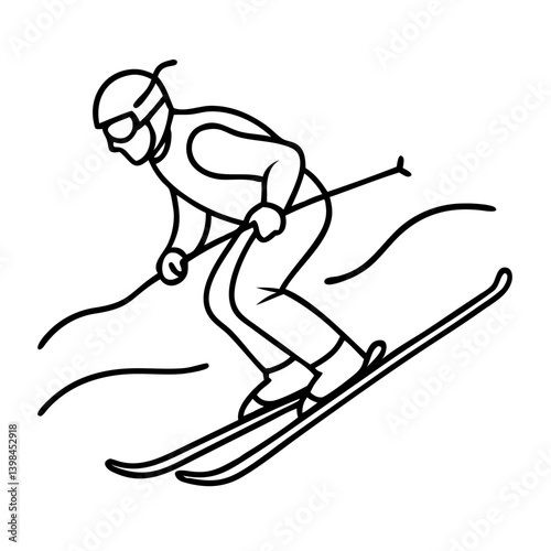 Vector Illustration of Skiing Enthusiast in Action for Winter Sports and Recreational Use