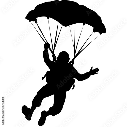 Silhouette Skydiver Parachute Vector for Adventure Sports and Graphic Design