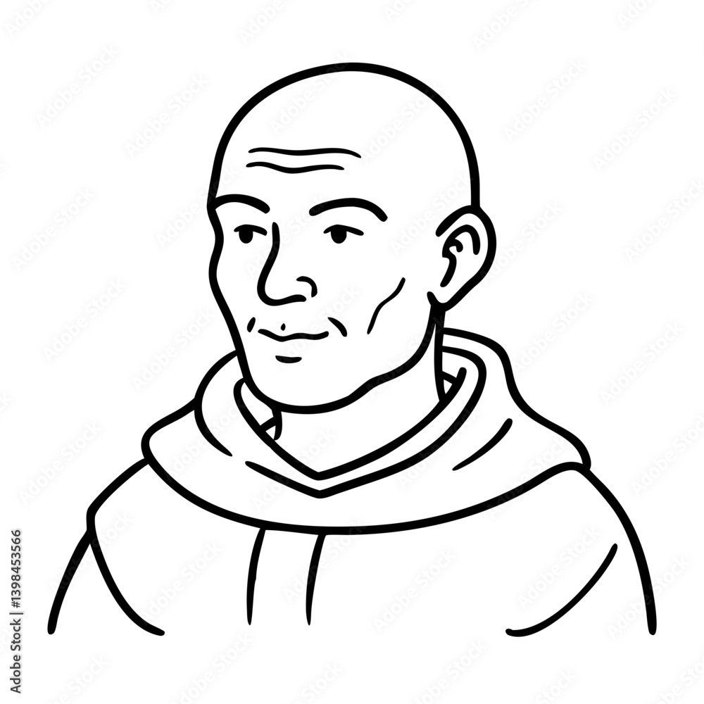 Obraz premium Monochrome Monk Portrait Vector Art for Illustration and Design Purposes