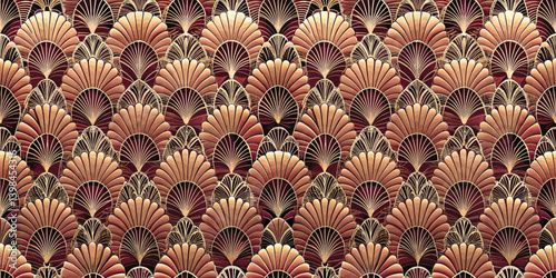Elegant art deco pattern featuring golden and rich earthy tones.
