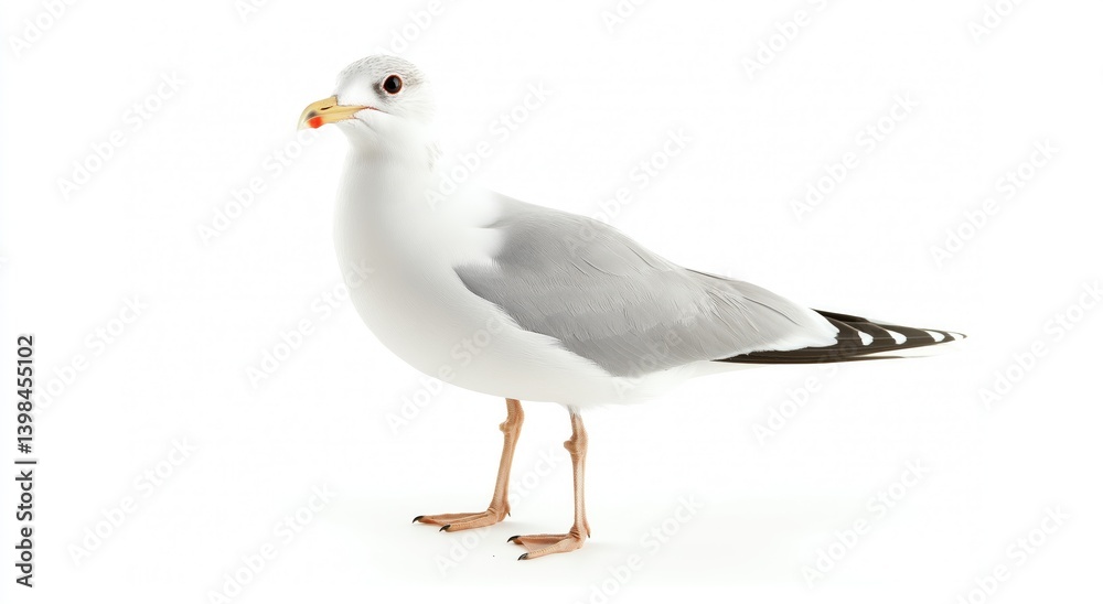 Obraz premium Single seagull, isolated on white background