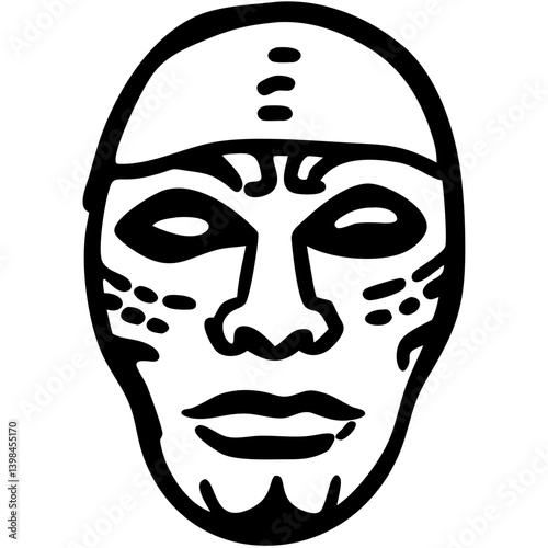 Tribal Mask Vector Illustration for Tattoo and Coloring Book Applications