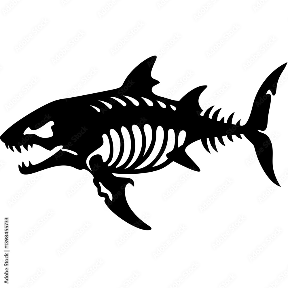 Fototapeta premium Fierce Shark Skeleton Vector for Tattoo Art and Graphic Design Projects