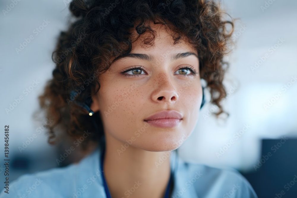 portrait of diverse individual focused on remote work with blurred background providing ample copy space for text portrait of diverse individual focused on remote work with blurred background providing ample copy space for text