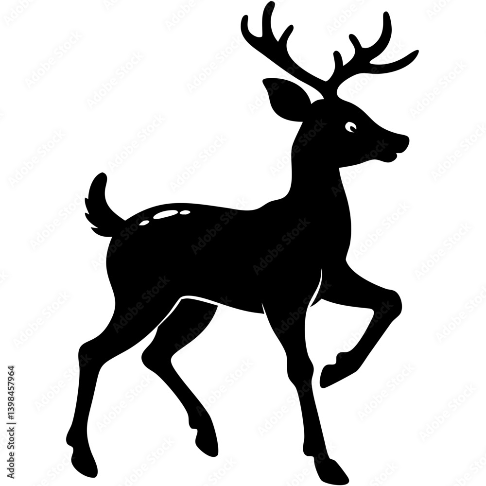 Fototapeta premium Silhouette of Majestic Deer Antlers Graceful Wildlife Illustration Vector Art