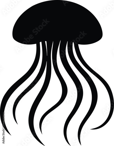 jellyfish black  simple silhouette  vector on white background