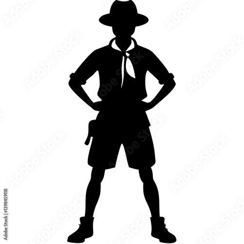 Adventurous Explorer Scout Silhouette Vector for Outdoor and Camping Themes