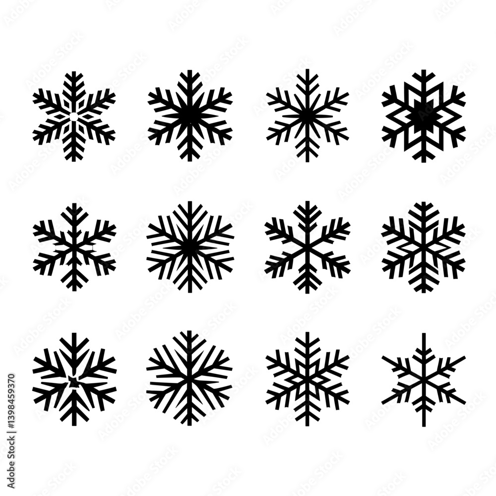 Snowflake Silhouette Vector Bundle Black and White Snowflake Clipart EPS Illustration Snowflake Silhouette Vector Bundle Black and White Snowflake Clipart EPS Illustration