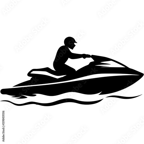 Jet Ski Rider Silhouette Vector for Nautical Adventure and Graphic Design