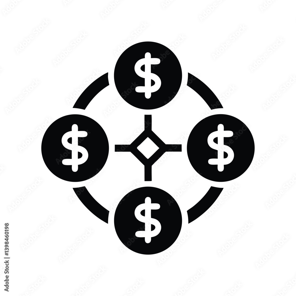 Circle Coins Dollar Symbol, Flat Icon Finance Currency Circulation Flow Circle Coins Dollar Symbol, Flat Icon Finance Currency Circulation Flow