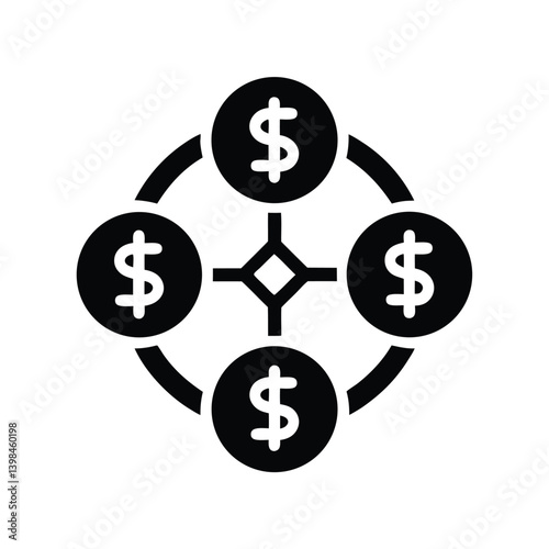 Circle Coins Dollar Symbol, Flat Icon Finance Currency Circulation Flow