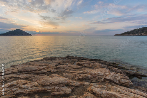 Paradise beach at sunrise. Greece
