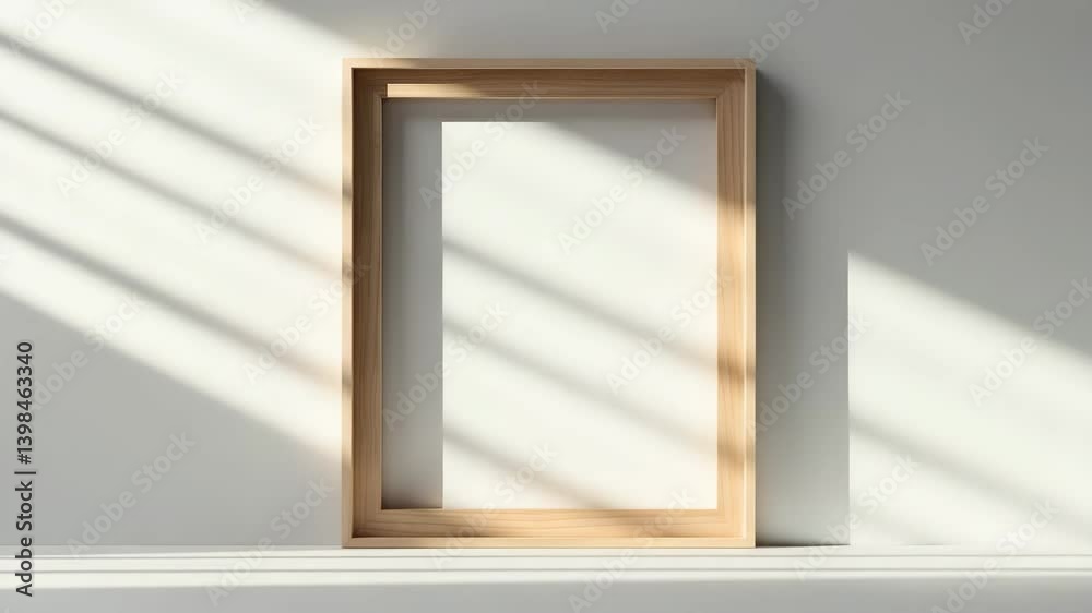 Slim wooden video frame set against a white background. Product featuring a clipping path. Modern minimalist frame ideal for an advertising backdrop and videography idea.