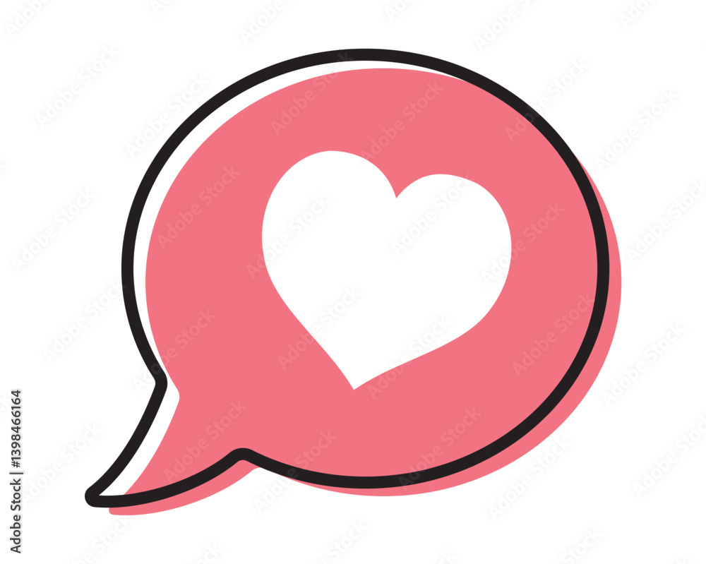 The shape of the heart inside the speech bubble, which means love and communication. Reaction emoji. Social media message icons. Love chat. Valentine's Day. EPS 10 Vector Illustrations The shape of the heart inside the speech bubble, which means love and communication. Reaction emoji. Social media message icons. Love chat. Valentine's Day. EPS 10 Vector Illustrations