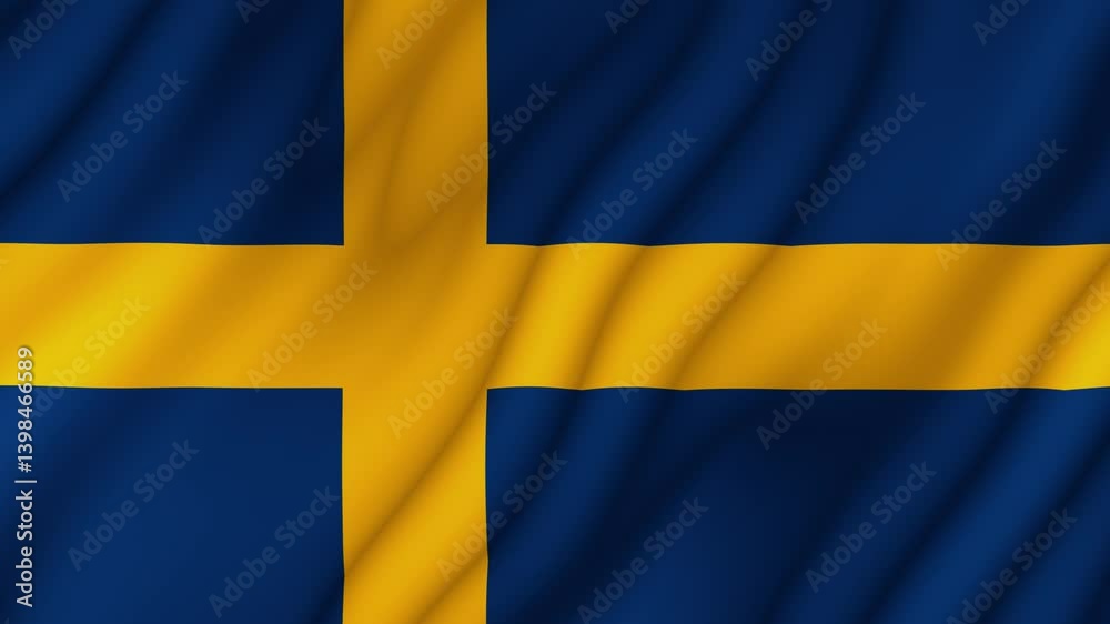 Animated background. Flag of Sweden 4k. National flag fluttering in the wind Animated background. Flag of Sweden 4k. National flag fluttering in the wind