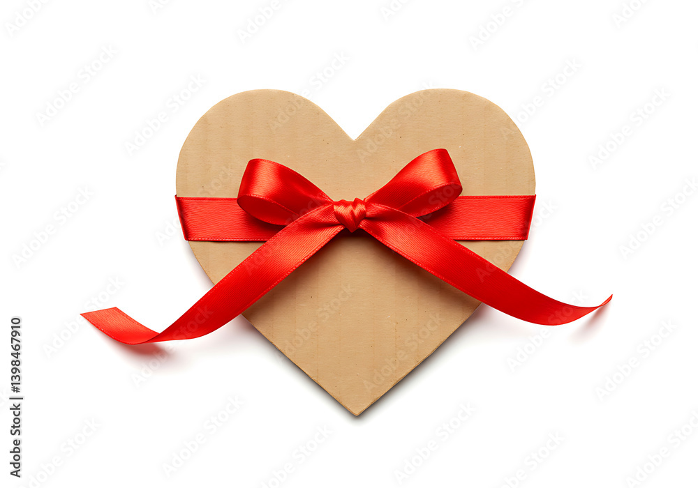 Heart-shaped gift box with red ribbon, perfect for Valentine's Day isolated on White background. Heart-shaped gift box with red ribbon, perfect for Valentine's Day isolated on White background.